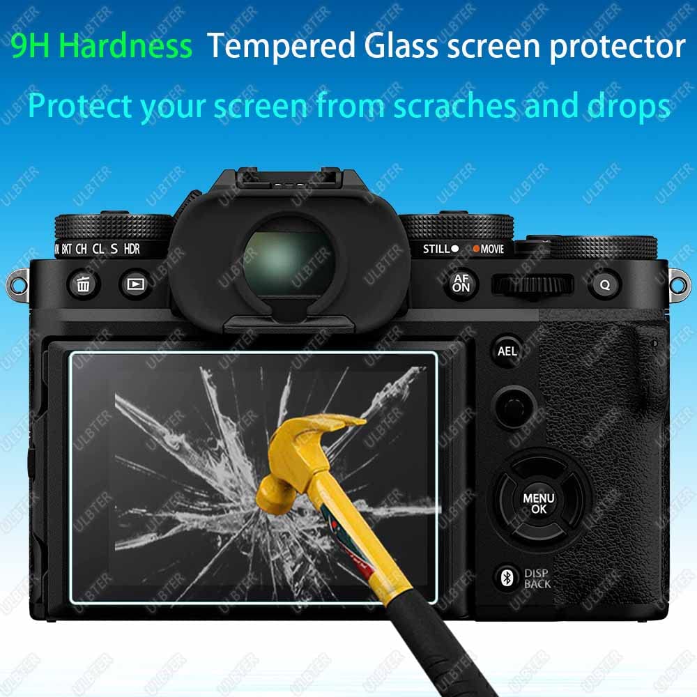 ULBTER X-T5 Screen Protector for Fujifilm X-T5 Fuji XT5 Camera & Hot Shoe Cover, 0.3mm 9H Hardness Tempered Glass Saver Anti-Scrach Anti-Fingerprint Anti-Bubble [3Pack]