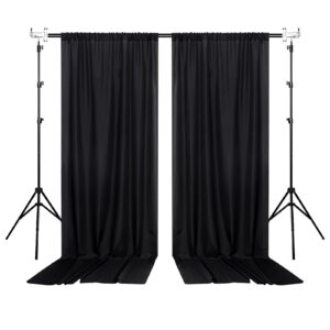 Black Backdrop Curtain for Party Black Background Curtains Rod Pocket Backdrop Drapes Panels Fabric Curtain Backdrop Black Birthday Party Decor for Boys Teens Men,5ft x 10ft, 2 Panels