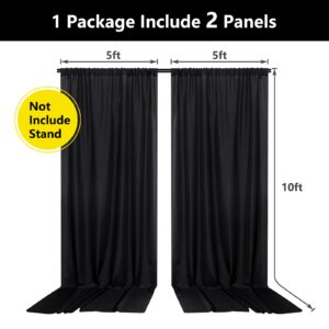 Black Backdrop Curtain for Party Black Background Curtains Rod Pocket Backdrop Drapes Panels Fabric Curtain Backdrop Black Birthday Party Decor for Boys Teens Men,5ft x 10ft, 2 Panels