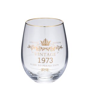 wufengye 1973 51th birthday gifts for women men 15 ounce wine glasses classic birthday gift water tumbler juice cup happy birthday present .1973 vintage edition 51th anniversary