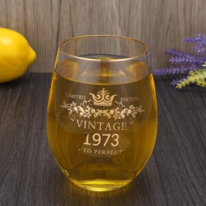 wufengye 1973 51th Birthday Gifts for Women Men 15 Ounce Wine Glasses Classic Birthday Gift Water Tumbler Juice Cup Happy Birthday Present .1973 Vintage Edition 51th Anniversary