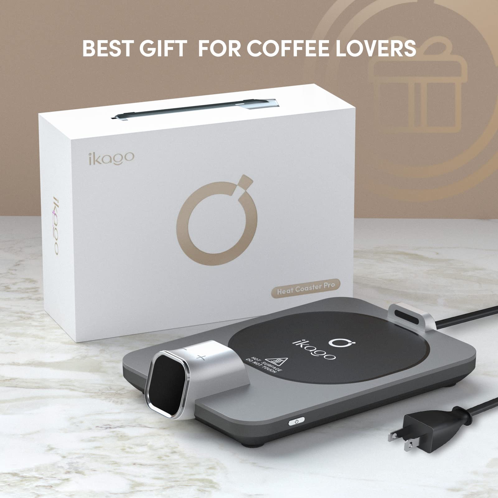 ikago Smart Mug Warmer - Accurate Thermometry Coffee Mug Warmer with Cup Sensing, Smart Thermostat 1℉Control Coffee Warmer, Digital Display Coffee Cup Warmer for Desk Auto-Off, Perfect for Gifts