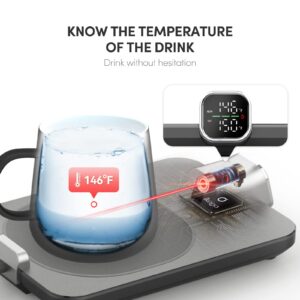 ikago Smart Mug Warmer - Accurate Thermometry Coffee Mug Warmer with Cup Sensing, Smart Thermostat 1℉Control Coffee Warmer, Digital Display Coffee Cup Warmer for Desk Auto-Off, Perfect for Gifts