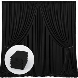 black backdrop curtain for party wedding ceremony 4 panels black photo curtains backdrop drapes fabric black backdrop curtain rod pocket decoration black birthday party for boys teens men,5ft x 10ft
