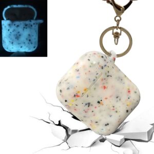 Luxury AirPod 2nd 1st Case Noctilucent Flowers Design Silicone Soft Protective Cover with Keychain Compatible with AirPods 2 & 1 Case for Women and Girls - Front LED Visible
