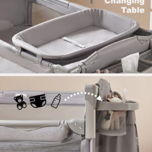 BEKA 4 in 1 Baby Bassinet Bedside Sleeper, Baby Bedside Crib 4 Functions, Bedside Bassinet Crib Sleeper, Playard, Changing Table, Baby Bassinet for Newborn Baby