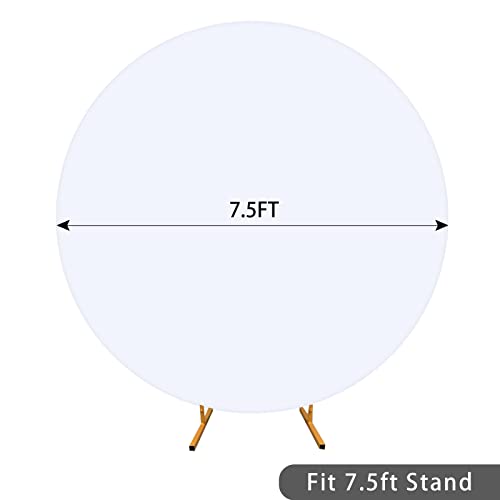 7.5ft White Round Backdrop Cover Suitable for 7.5ft Circle Stand,Pure White Spandex Wrinkle Free Birthday Party Wedding Photography Circle Backdrop Cover Arch Background