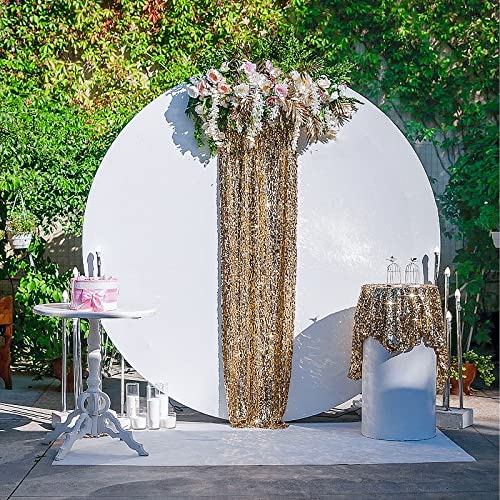 7.5ft White Round Backdrop Cover Suitable for 7.5ft Circle Stand,Pure White Spandex Wrinkle Free Birthday Party Wedding Photography Circle Backdrop Cover Arch Background