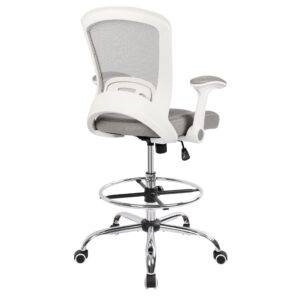 office drafting chair tall office chairs for standing desk drafting stool tall desk counter height chair gaming chairs with adjustable foot ring and flip-up arms, grey