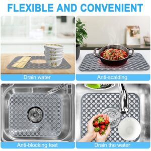 LucyPhy Silicone Sink Mat for Kitchen Sink Good Grips Non-slip Sink Protector Sink Mat Grid for Bottom of Farmhouse Sink(Pattern B,Centre hole,2PCS)