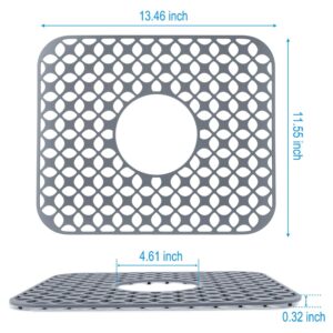 LucyPhy Silicone Sink Mat for Kitchen Sink Good Grips Non-slip Sink Protector Sink Mat Grid for Bottom of Farmhouse Sink(Pattern B,Centre hole,2PCS)