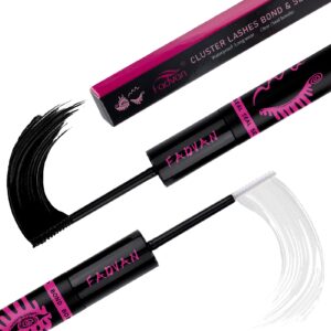 fadvan lash bond and seal cluster lashes glue for lash clusters individual lashes bond and seal for 48-72 hours strong gentle latex free lash adhesive for sensitive eyes (10ml)