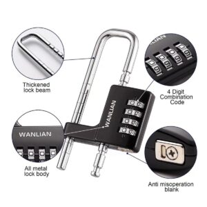 Combination Lock,4 Digit Combination Lock 3/8Inch Long Shackle Outdoor Waterproof Padlock for School Locker, Gym Locker, Hasp Storage, Fence, Gate, Cooler, Case (Black, 1 Pack)