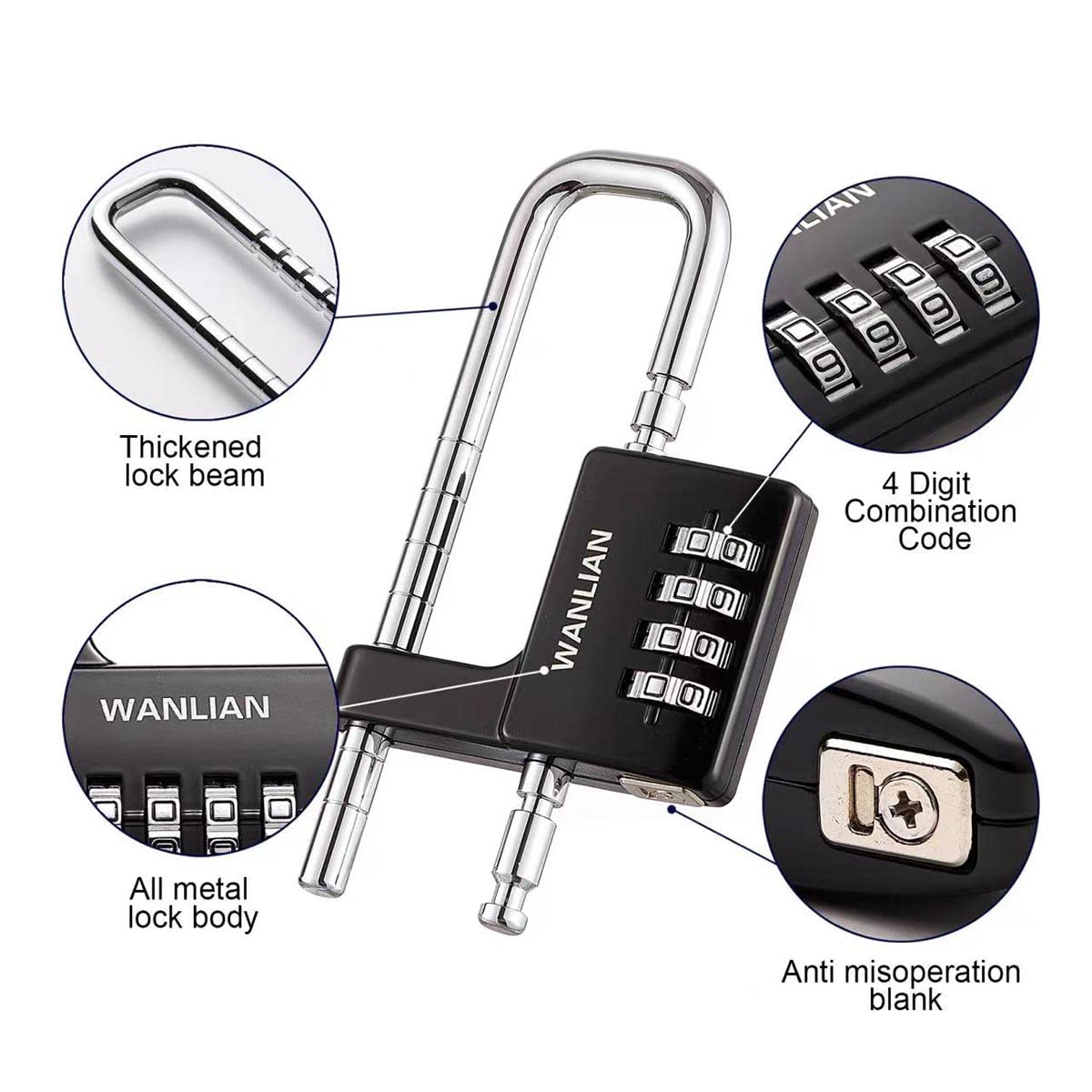 Combination Lock,4 Digit Combination Lock 3/8Inch Long Shackle Outdoor Waterproof Padlock for School Locker, Gym Locker, Hasp Storage, Fence, Gate, Cooler, Case (Black, 1 Pack)