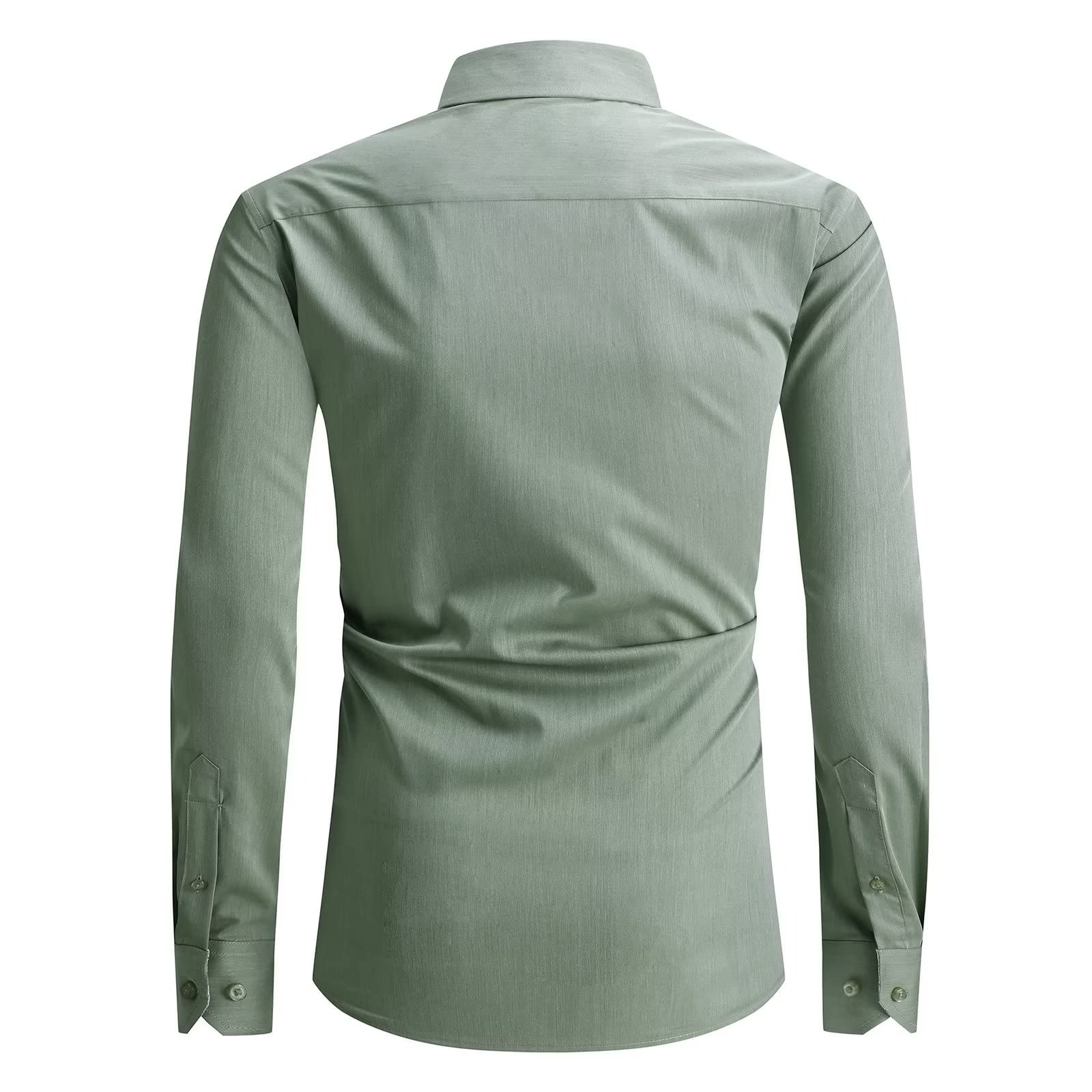 ENSO ELARDER Men's Dress Shirt Wrinkle Free Long Sleeve Formal Shirts Casual Button Down Shirts Untucked Stretch Regular Fit Shirts(Olivine,L)