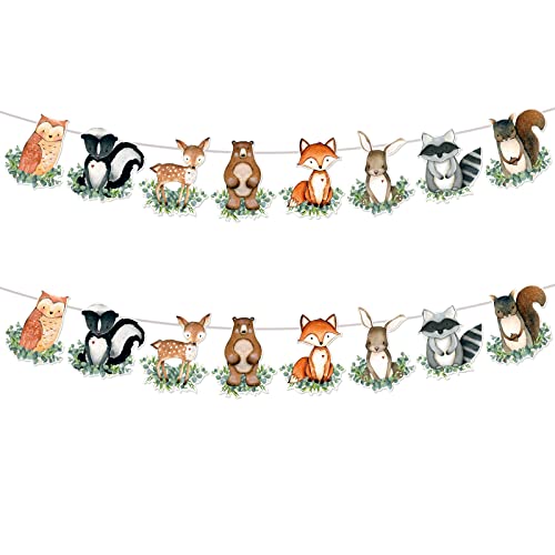 2Pcs Woodland Animals Baby Shower Garland Banner Woodland Animals Baby Shower Decorations Woodland Birthday Decorations Woodland Theme Baby Shower Decorations