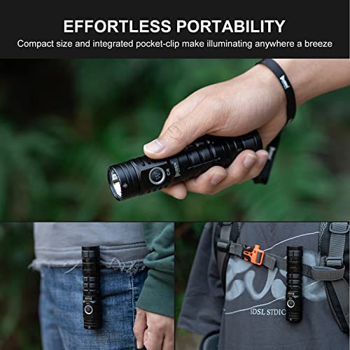 WUBEN C2 Rechargeable LED Flashlights 2000 High Lumens, Pocket Flashlight with Power Bank, 7 Modes Flash Light, IP68 Waterproof Tactical Flashlight for Emergencies, Outdoor