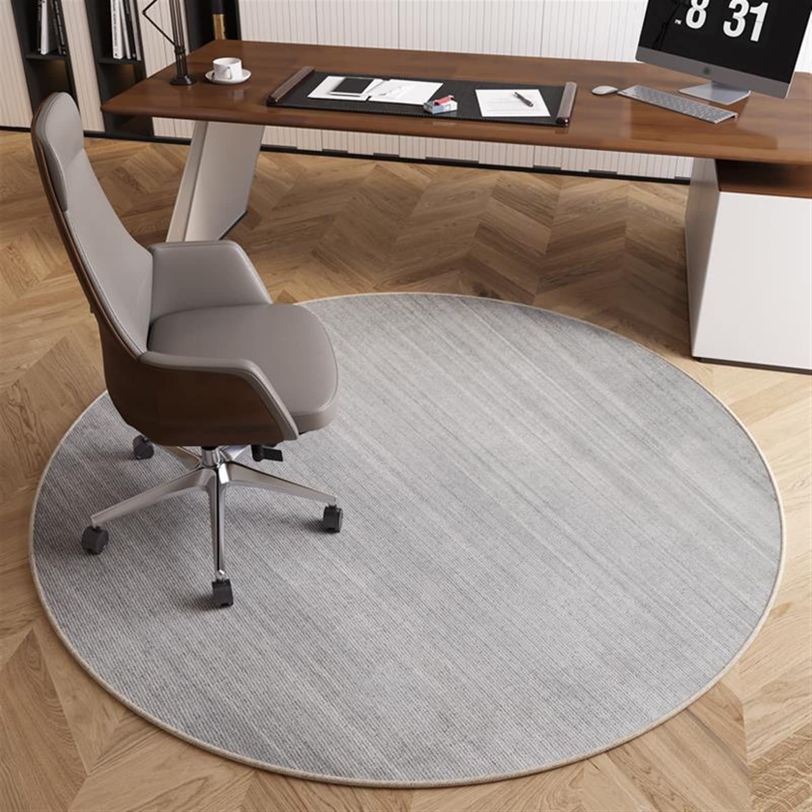 Heavyoff Office Chair Mat for Hardwood Floor Computer Gaming Rolling Chair Mat Floor Protector Mat Round Desk Rug Wood Tile Protection Mat for Office Home, A10, Diameter 24"