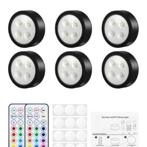 UNIWA LED Puck Lights with Remote,Under Cabinet Lights Wireless,13 Colors Changeable LED Closet Light Dimmable,AA Battery Powered Push Night Lights with Timer Function