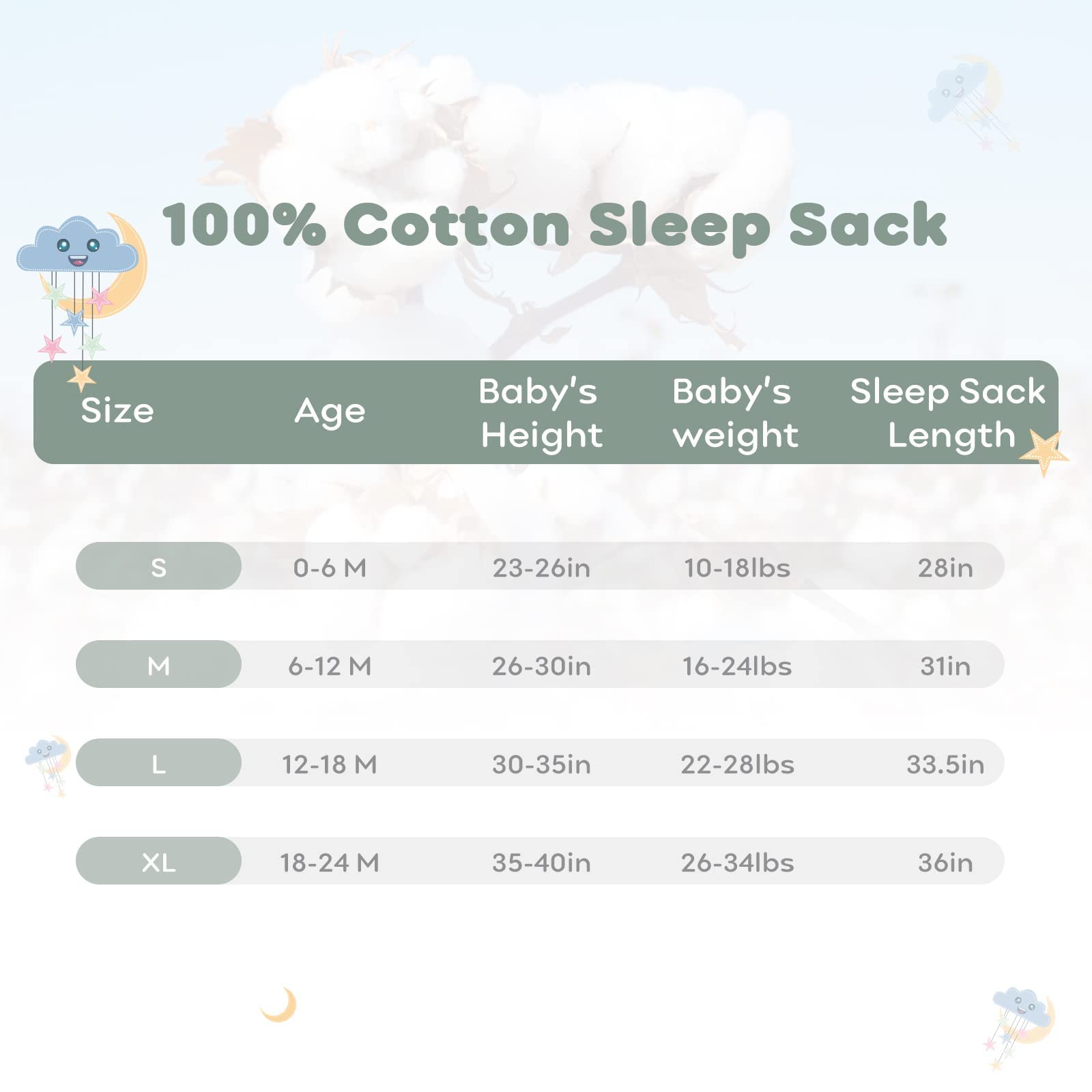 Yoofoss Baby Sleep Sack 0-6 Months Wearable Blanket for Babies 100% Cotton 2-Way Zipper TOG 0.5 Toddler Sleeping Sack 3 Pack, Comfy Lightweight Sleep Sacks