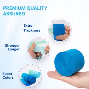 Captain Décor 6 Crepe Paper Streamers Rolls, 492ft Value Pack of Unique 6 Blue Streamers – Each Roll 82 Feet Long & 1.8 Inch wide – Wonderful Decoration for Party, Birthday, Wedding, Other Celebration