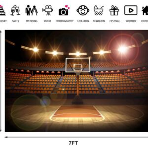 7x5ft Basketball Photo Backdrop for Photography, Basketball Theme Background for Birthday Party, Sports Theme Backdrop for Boys Kids Newborn Baby Wall Banner Cake Table Decoration Video Studio Props