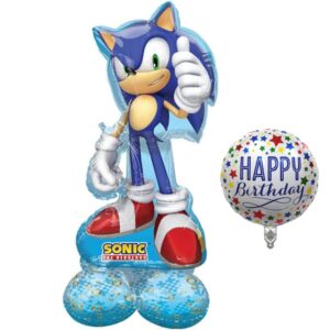 53" sonic the hedgehog airloonz balloon birthday decoration, sonic balloons, sonic party supplies