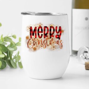 savvy sisters gifts merry and christmas insulated wine tumbler stainless steel christmas bar tumbler wine lover christmas bar gift exchange grab bag 12oz