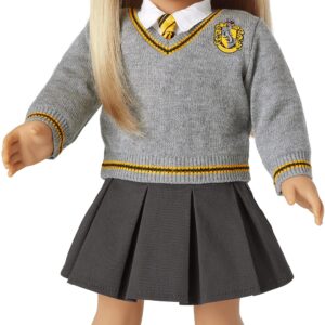 American Girl Harry Potter 18-inch Doll Hufflepuff Outfit with Sweater and Scarf Featuring House Crest, For Ages 6+