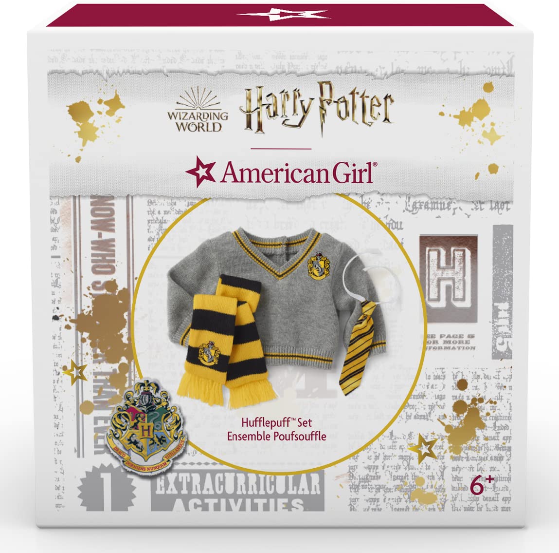 American Girl Harry Potter 18-inch Doll Hufflepuff Outfit with Sweater and Scarf Featuring House Crest, For Ages 6+