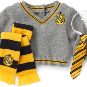 American Girl Harry Potter 18-inch Doll Hufflepuff Outfit with Sweater and Scarf Featuring House Crest, For Ages 6+