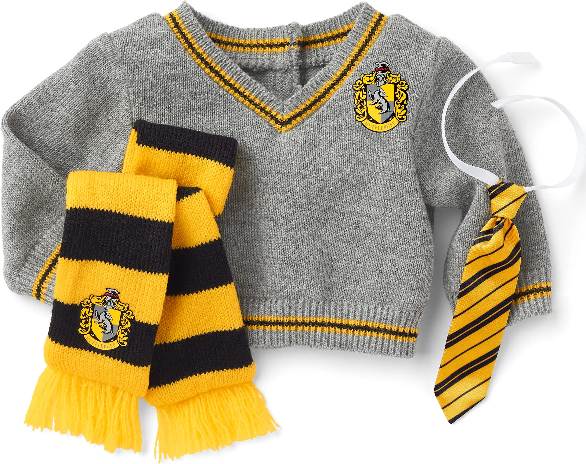 American Girl Harry Potter 18-inch Doll Hufflepuff Outfit with Sweater and Scarf Featuring House Crest, For Ages 6+