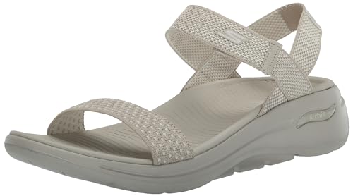 Skechers Women's Ankle Strap Sandal, Natural, 9