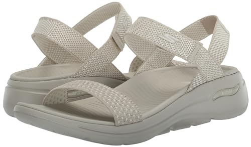 Skechers Women's Ankle Strap Sandal, Natural, 9