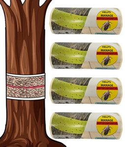 w4w, spotted lantern fly tree trap - 4 rolls (30 feet each roll) - lanternfly tree tape creates a sticky barrier protecting trees from harmful insects - non-toxic