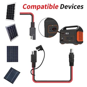 Solar Connector and to DC8mm Adapter Cable YACESJAO 1M 14 AWG SAE Plug to DC 8mm Male Cable for Solar Generator Automotive RV Solar Battery Panel