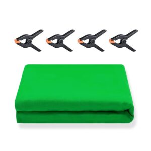 10X20ft Large Green Screen Backdrop for Photography, LCUIRC Two Rod Pocket Chromakey Collapsible Green Polyester Curtain with 4 Clamps for Photography, Zoom Meeting and Game Live Steaming