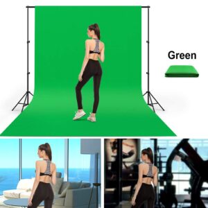 10X20ft Large Green Screen Backdrop for Photography, LCUIRC Two Rod Pocket Chromakey Collapsible Green Polyester Curtain with 4 Clamps for Photography, Zoom Meeting and Game Live Steaming