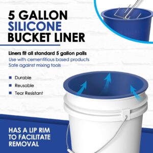 HAILUN SAVER 5 Gallon Bucket Liner Reusable Rubber Bucket Liners for Concrete Mix and Thinset (Blue 5 Gallon)