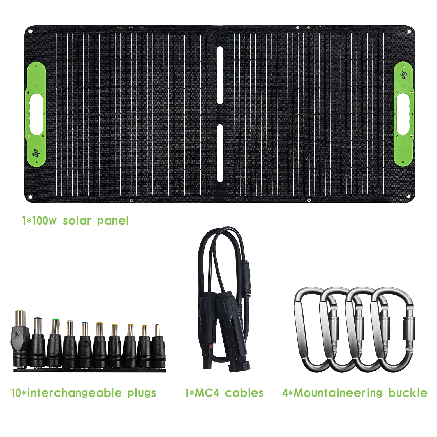 Green Power 100W Solar Panel Monocrystalline ETFE Cover Portable Foldable Solar Charger for Portable Power Station Generator USB QC 3.0, Typc C Output for Outdoor Camping Van RV Trip