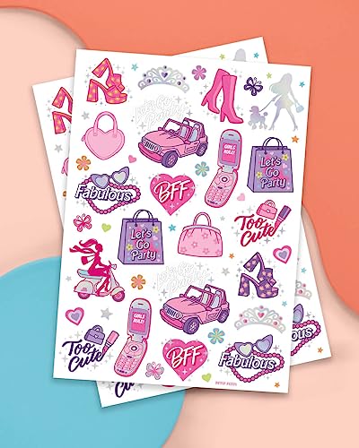 xo, Fetti Pink Temporary Tattoos for Girls - 42 styles | Pink Birthday Party Supplies, Party Favors, Cute Decorations, Easter Basket