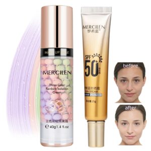 miaritick radiant skin set: 3 colors makeup primer & sunscreen set- moisturizing and oil control, invisible pore, even skin colour, make foundation fit better and create stunning makeup