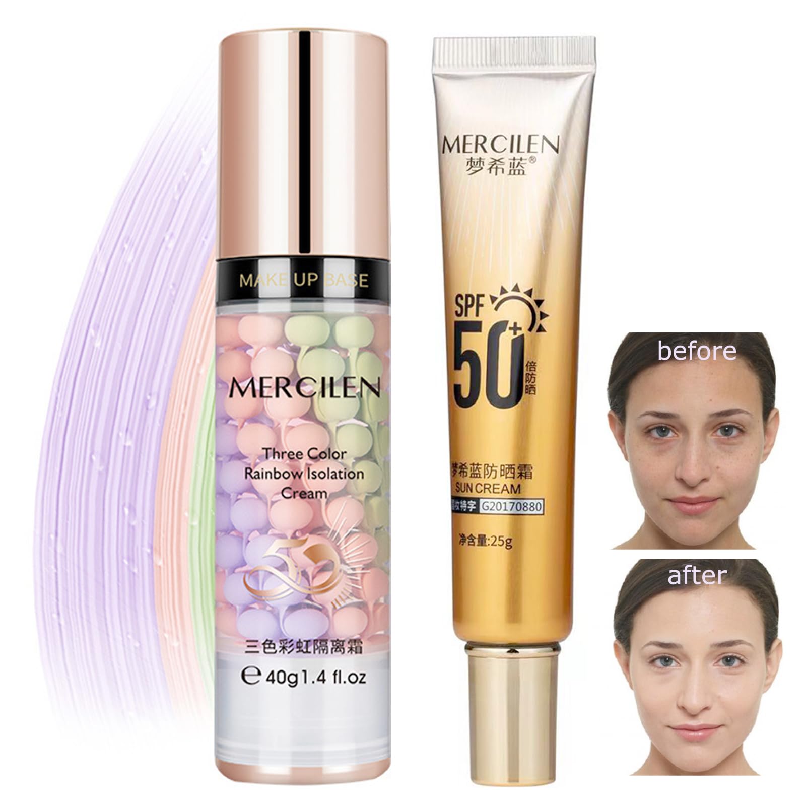 Miaritick Radiant Skin Set: 3 Colors Makeup Primer & Sunscreen Set- Moisturizing and Oil Control, Invisible Pore, Even Skin Colour, Make Foundation Fit Better and Create Stunning Makeup