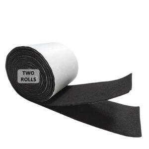 2 rolls adhesive felt, 4" x 98.4" self adhesive felt roll for crafts, felt strip with adhesive backing, large size thin felt pads with adhesive (black)