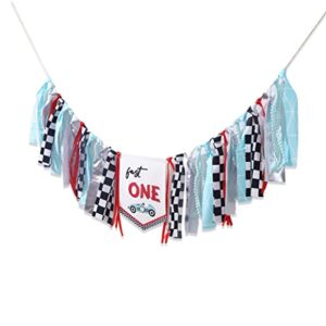 Fast One High Chair Banner - Race Car 1st Birthday Banner, Race Car Theme Birthday Decoration, Vintage Race Car 1st Birthday Decor, Retro Race Car First Birthday Cake Smash Props