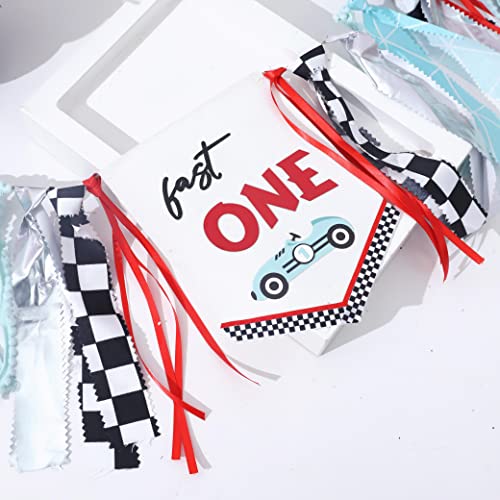 Fast One High Chair Banner - Race Car 1st Birthday Banner, Race Car Theme Birthday Decoration, Vintage Race Car 1st Birthday Decor, Retro Race Car First Birthday Cake Smash Props