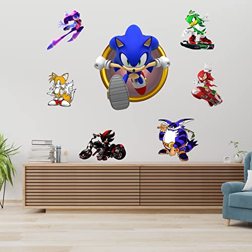 Moptrek all Decals 3D Cool Sonic Wall Stickers DIY Assemble for Boys Kids Bedroom Classroom Dining Room Living Room Baby Nursery Decoration Gift Supplies (15.7 X 31.5 in)