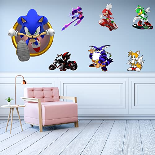 Moptrek all Decals 3D Cool Sonic Wall Stickers DIY Assemble for Boys Kids Bedroom Classroom Dining Room Living Room Baby Nursery Decoration Gift Supplies (15.7 X 31.5 in)