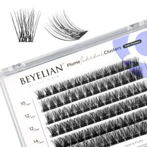 beyelian cluster lashes, individual lash clusters 84 pcs, 10-16mm c curl diy eyelash extension super thin band resuable soft glue bonded lash extensions (style3 0.07 mix black band)