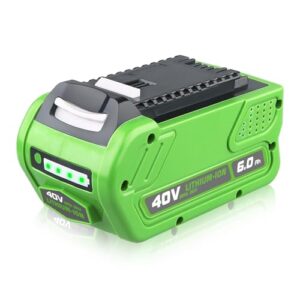 pdstation 6000mah 40v 29462 lithium battery 29472 high-output battery replacement for greenworks 40v battery compatible with greenwork 40v g-max power tools 29252 20202 22262 25312 25322 20642 22272